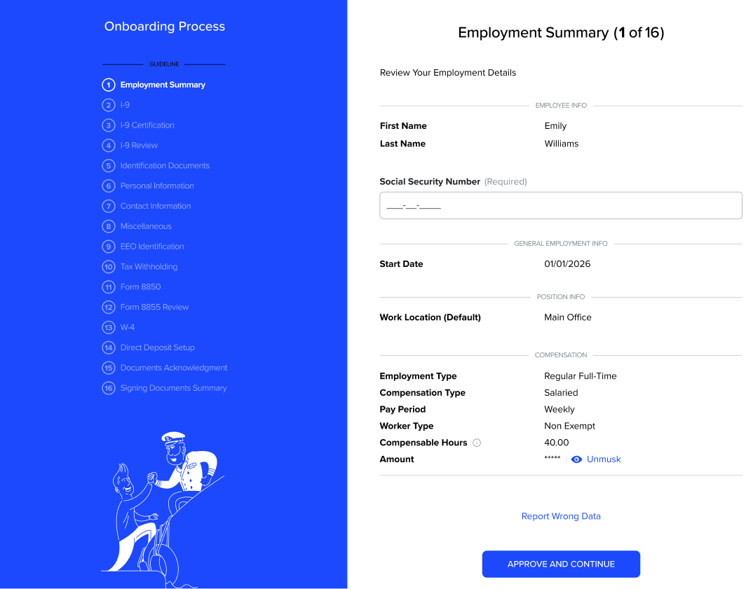 Team page with new-hire onboarding progress